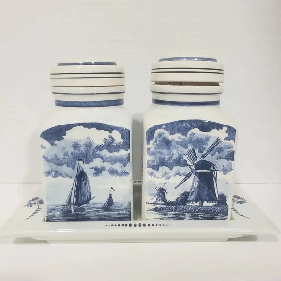 Vintage Delft Blauw Blue/White  Canister/Spice Jar Set. - Picture 1 of 12